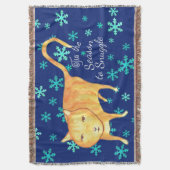 クリスマスのあったかもふもふ猫と冬の雪あそび スローブランケット (正面縦)