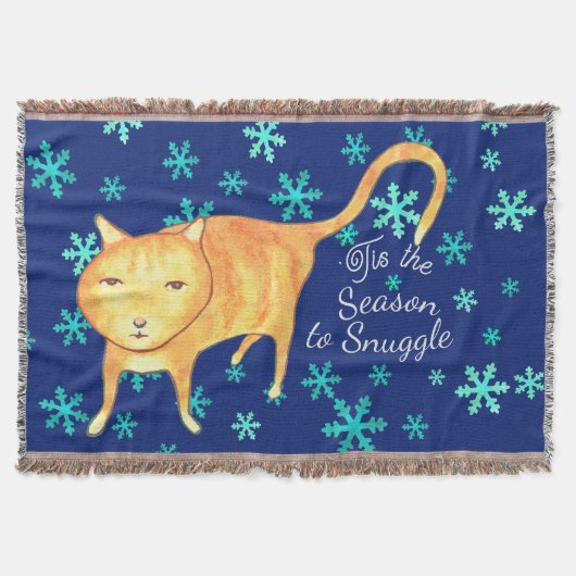 クリスマスのあったかもふもふ猫と冬の雪あそび スローブランケット (正面)