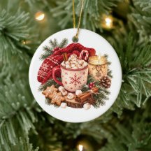 クリスマスのあったかホットココア 冬の居心地の良いレッド