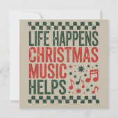 クリスマスのあるある 楽しい音楽でストレス解消 レトロな雰囲気 シーズンカード (正面)