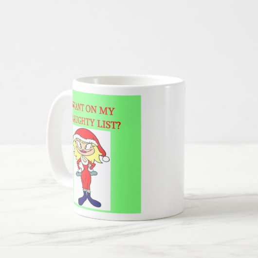 クリスマスのいけないリストの女の子のクリスマスは、christma…冗談を言います コーヒーマグカップ (正面左)