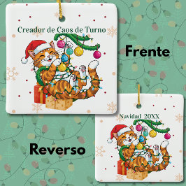 クリスマスのいたずら猫カオスメーカー セラミックオーナメント