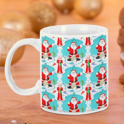 クリスマスのおかしなミセス・クラウスがサンタを釣りで負かす コーヒーマグカップ