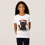 クリスマスのおこった猫 Tシャツ (正面フル)
