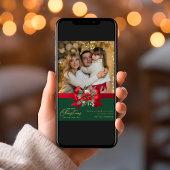 クリスマスのおしゃれなワンフォトホリデーカード 箔シーズンカード