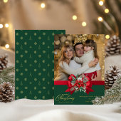 クリスマスのおしゃれなワンフォトホリデーカード 箔シーズンカード