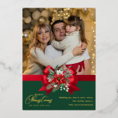クリスマスのおしゃれなワンフォトホリデーカード 箔シーズンカード (正面)