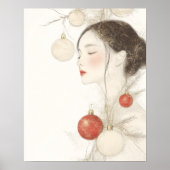 クリスマスのおしゃれな女性  ポスター (正面)