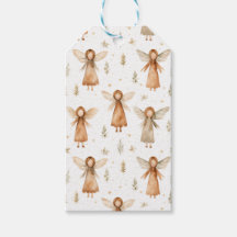 クリスマスのおとぎ話のギフトラベルでニュートラルとホワイト