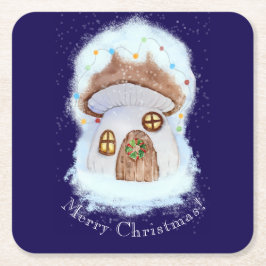 クリスマスのおとぎ話の家 スクエアペーパーコースター