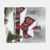 クリスマスのおとぎ話の風景 フリースブランケット (正面(横))