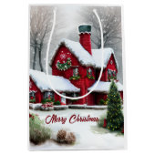 クリスマスのおとぎ話の風景 ミディアムペーパーバッグ (正面)