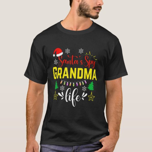 クリスマスのおばあちゃんの生活サンタのスパイ Tシャツ (正面)