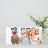 クリスマスのおもしろいなトナカイの家族写真カード シーズンカード (スタンド正面)