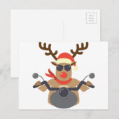 クリスマスのおもしろいなルドルフのバイクもしくは自転車に乗る人のオートバイ シーズンポストカード (正面/裏面)