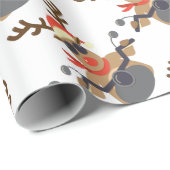 クリスマスのおもしろいなルドルフのバイクもしくは自転車に乗る人のオートバイ ラッピングペーパー (ロールコーナー)