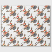 クリスマスのおもしろいなルドルフのバイクもしくは自転車に乗る人のオートバイ ラッピングペーパー (フラット)