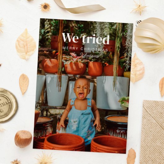 クリスマスのおもしろい休日の写真カードを試した 招待状