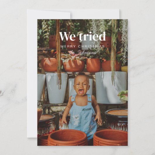 クリスマスのおもしろい休日の写真カードを試した 招待状 (正面)