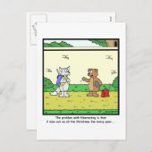 クリスマスのおもしろい: くまの漫画 シーズンポストカード (正面/裏面)