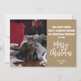 クリスマスのおもしろプレゼント開封写真 シーズンカード