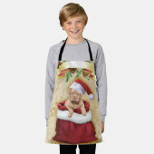 クリスマスのおもちゃつきバッグのかわいい子犬 エプロン (着用した状態)