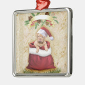 クリスマスのおもちゃつきバッグのかわいい子犬 メタルオーナメント (左)