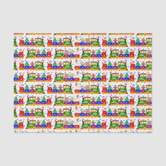 クリスマスのおもちゃの列車およびゼリー菓子 薄葉紙 (正面)