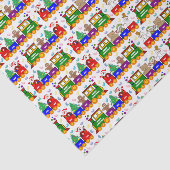 クリスマスのおもちゃの列車およびゼリー菓子 薄葉紙 (詳細)