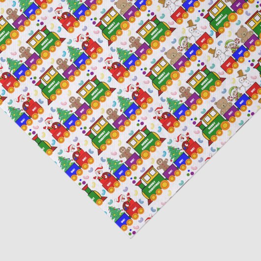 クリスマスのおもちゃの列車およびゼリー菓子 薄葉紙 (詳細)