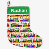 クリスマスのおもちゃの列車 スモールクリスマスストッキング (正面)