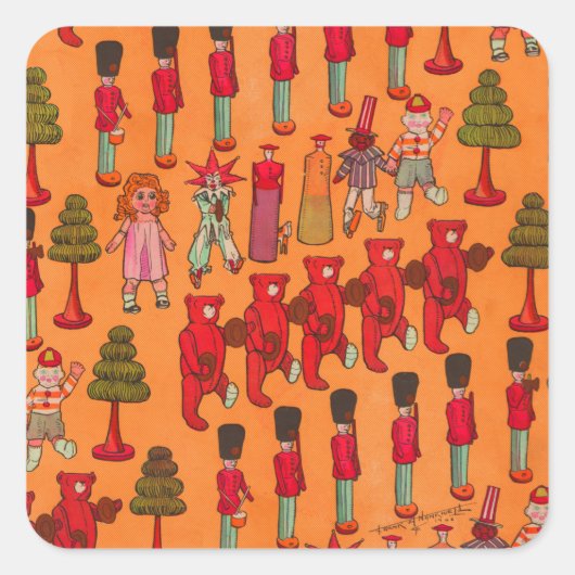 クリスマスのおもちゃヴィンテージ遊子 スクエアシール (正面)