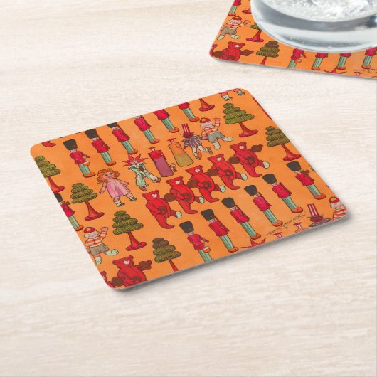 クリスマスのおもちゃヴィンテージ遊子 スクエアペーパーコースター (アングル)