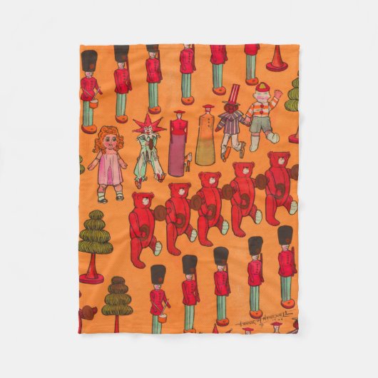 クリスマスのおもちゃヴィンテージ遊子 フリースブランケット (正面)