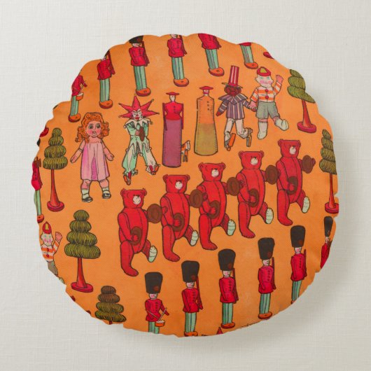 クリスマスのおもちゃヴィンテージ遊子 ラウンドクッション (正面)