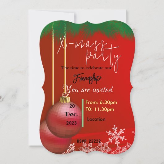 クリスマスのお友達 招待状 (正面)