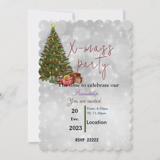 クリスマスのお友達 招待状 (正面)