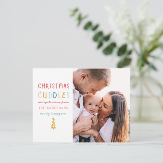 クリスマスのお抱えおもしろいカラフル1枚の写真 シーズンポストカード (スタンド正面)