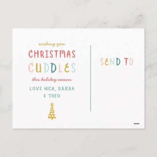 クリスマスのお抱えおもしろいカラフル1枚の写真 シーズンポストカード (裏面)