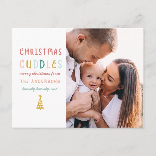 クリスマスのお抱えおもしろいカラフル1枚の写真 シーズンポストカード (正面)