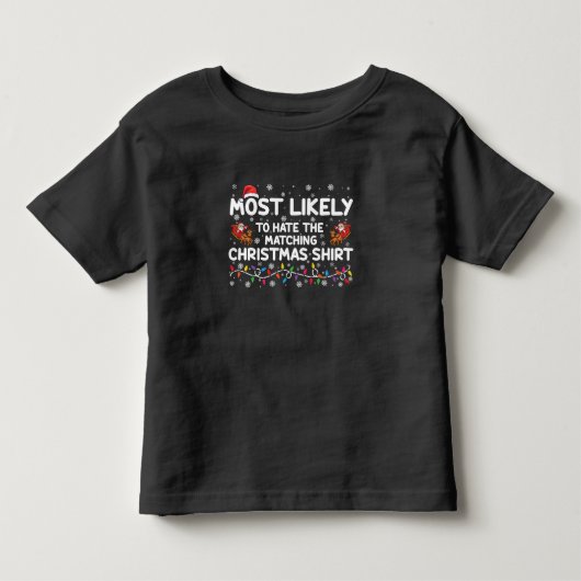 クリスマスのお揃いに反対派 トドラーTシャツ (正面)