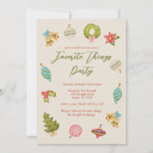 クリスマスのお気に入りものパーティー ホリデー 楽しい かわいい 招待状 (正面)