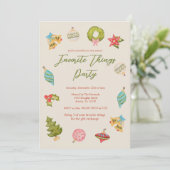 クリスマスのお気に入りものパーティー ホリデー 楽しい かわいい 招待状 (スタンド正面)