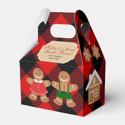 クリスマスのお気に入りを示すジンジャーブレッドの休日ジェンダー フェイバーボックス (裏面サイド)