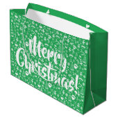 クリスマスのお気に入りグリーンサンタ小妖精や小人雪だるまサンタ ラージペーパーバッグ (裏面アングル)