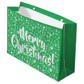 クリスマスのお気に入りグリーンサンタ小妖精や小人雪だるまサンタ ラージペーパーバッグ (正面アングル)