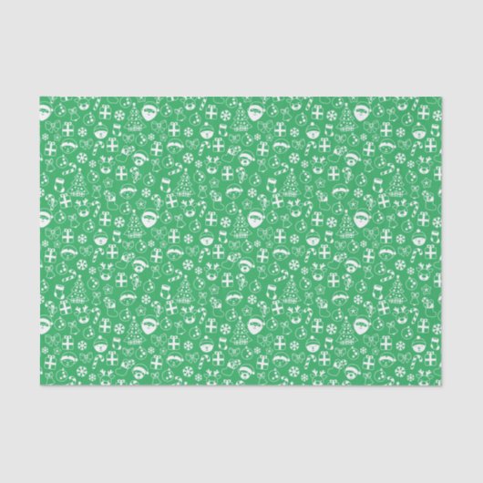 クリスマスのお気に入りグリーンサンタ小妖精や小人雪だるまサンタ 薄葉紙 (正面)