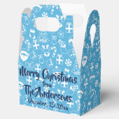 クリスマスのお気に入りブルーサンタ小妖精や小人雪だるまパターン フェイバーボックス (オープン)