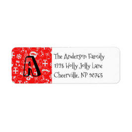 クリスマスのお気に入りレッドサンタ小妖精や小人雪だるまモノグラム ラベル