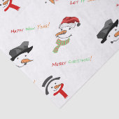 クリスマスのお洒落な雪だるまパターン 薄葉紙 (詳細)